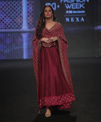 Wine Anarkali With Sharara And Dupatta 1