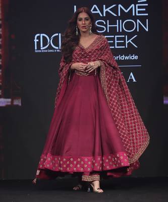 Wine Anarkali With Sharara And Dupatta 5
