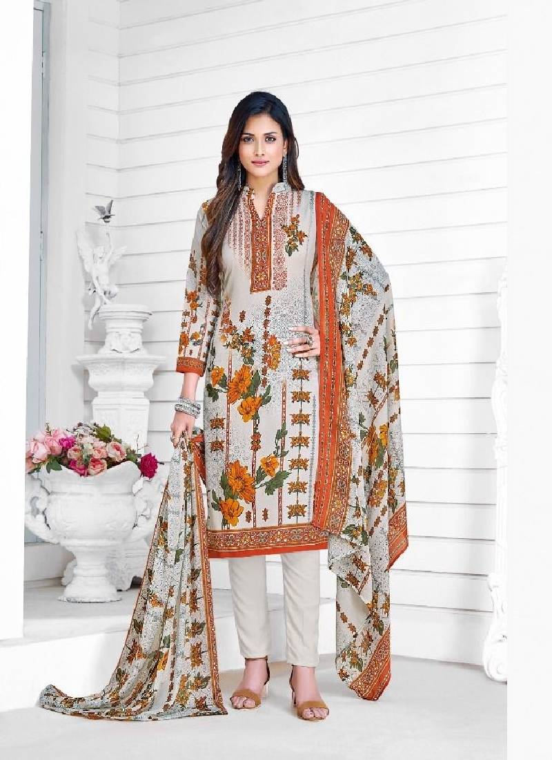cream printed cambric cotton unstitch karachi suits straight suit salwar suits Aarshi Fashions