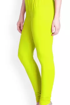  Lyra Neon Lemon Free Size Churidar Leggings