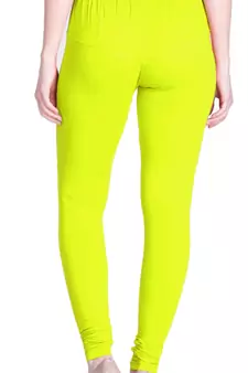  Lyra Neon Lemon Free Size Churidar Leggings