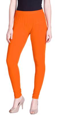  Lyra Neon Orange Free Size Churidar Leggings 1