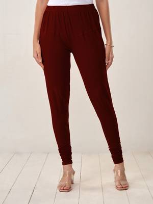  Lyra Medium Maroon Free Size Churidar Leggings 1