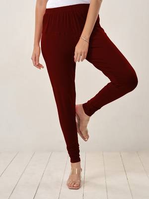  Lyra Medium Maroon Free Size Churidar Leggings 4