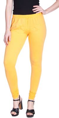 Lyra Pastel Yellow Free Size Churidar Leggings 1