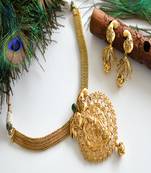 Antique nagaas green krishna choker necklace set dj07817