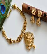 Antique nagaas pearl Lakshmi necklace set dj07820