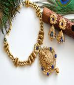 Antique Nagaas blue Lakshmi necklace set dj07821