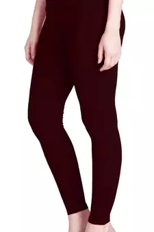  Lyra Deep Maroon Free Size Ankle Leggings