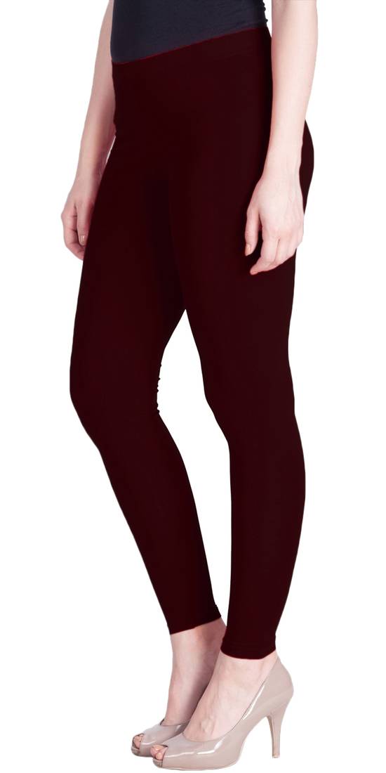  Lyra Deep Maroon Free Size Ankle Leggings