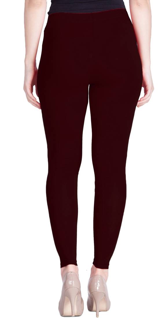  Lyra Deep Maroon Free Size Ankle Leggings