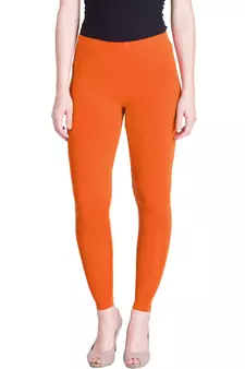  Lyra Carrot Orange Free Size Ankle Leggings