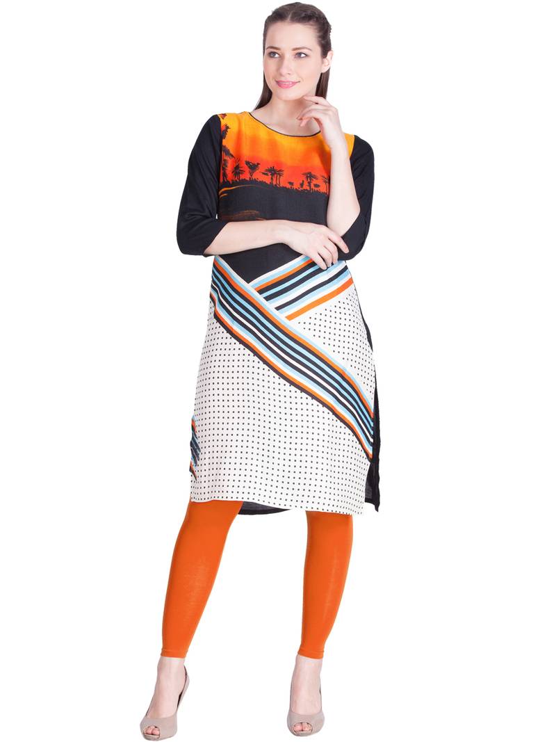  Lyra Carrot Orange Free Size Ankle Leggings