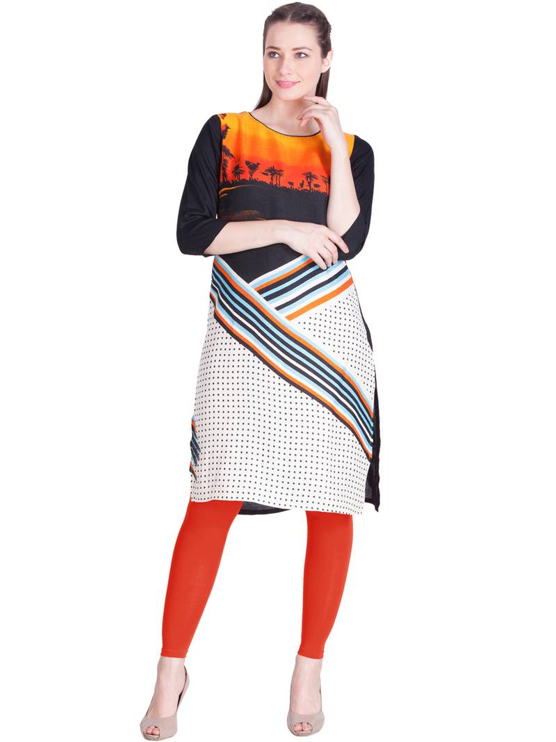  Lyra Squash Orange Free Size Ankle Leggings