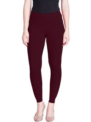  Lyra Burgundy Free Size Ankle Leggings 1
