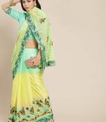 Light green embroidered chiffon saree with blouse