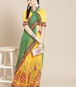 Yellow embroidered georgette saree with blouse