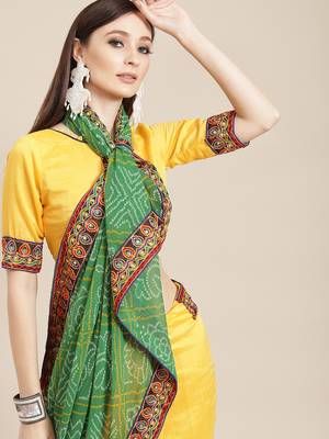 Yellow embroidered georgette saree with blouse 2