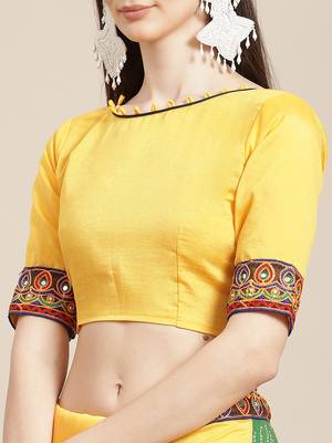 Yellow embroidered georgette saree with blouse 4