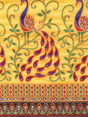 Yellow embroidered georgette saree with blouse 5
