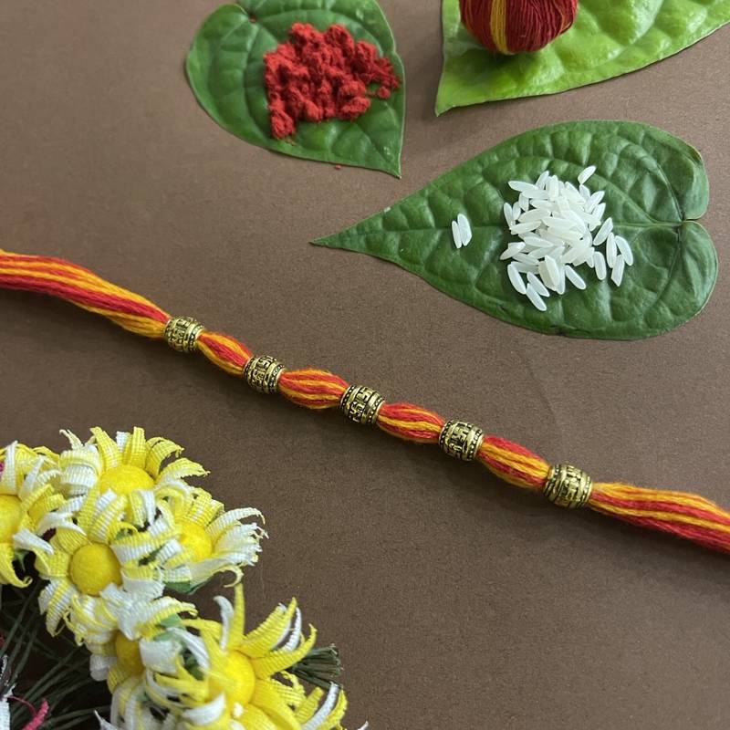 Simple Designer Rakhi Beaded Multicolor Thread Rakhi For Raksha