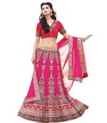 Pink embroidered net unstitched bridal-lehengas