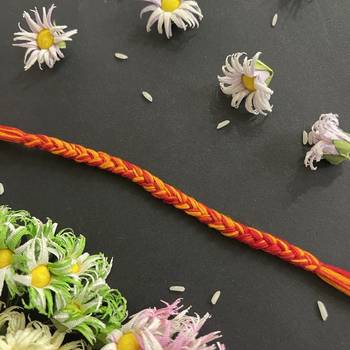 Simple Braided Rakhi Red/Yellow Color Thread Mauli For Raksha Bandhan 1