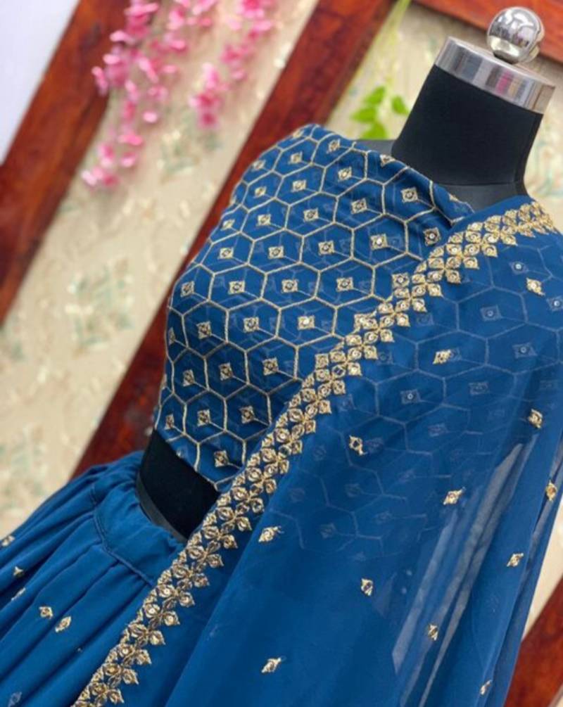 Morpiece Embriodered Lehenga Choli With Dupatta and Unstiched Blouse Piece.