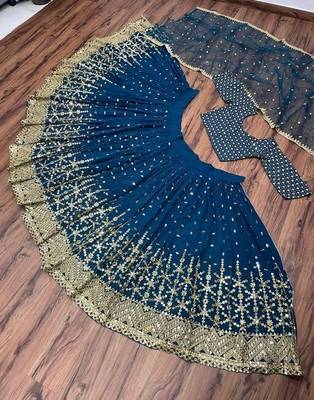 Morpiece Embriodered Lehenga Choli With Dupatta and Unstiched Blouse Piece. 3