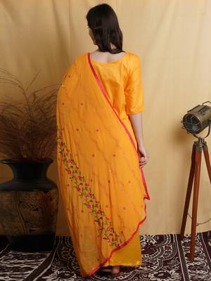 Yellow embroidered cotton salwar 3