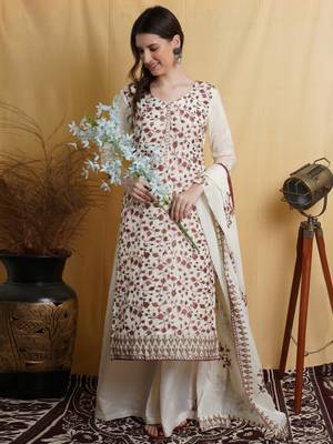 Off white embroidered pure silk salwar 1