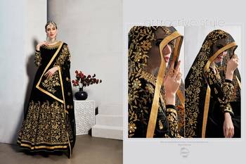 Black Designer Long Anarkali Georgette Salwar Suit With Embroidery Semi Stitched  2