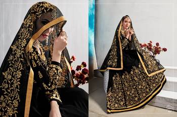 Black Designer Long Anarkali Georgette Salwar Suit With Embroidery Semi Stitched  3