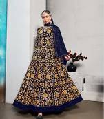 Blue Long Anarkali Georgette Salwar Suit With Embroidery 