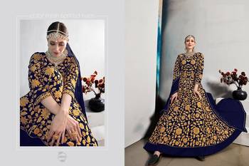 Blue Long Anarkali Georgette Salwar Suit With Embroidery  2