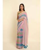 Suta Multi Checked Cotton Blend Saree