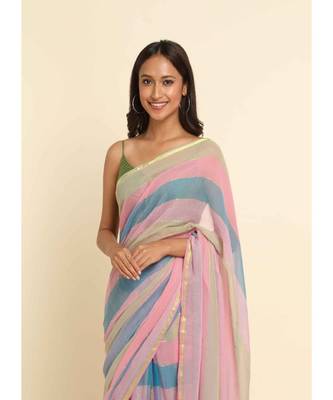 Suta Multi Checked Cotton Blend Saree 3