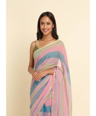 Suta Multi Checked Cotton Blend Saree 5