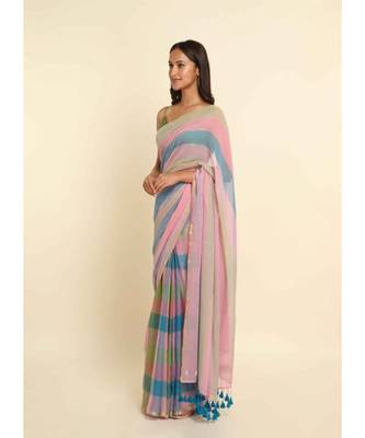 Suta Multi Checked Cotton Blend Saree 7