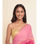 Suta Pink Colourblocked Cotton Blend Saree