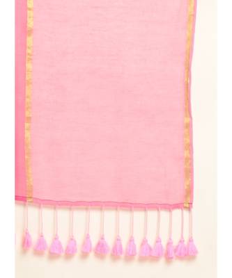 Suta Pink Colourblocked Cotton Blend Saree 2