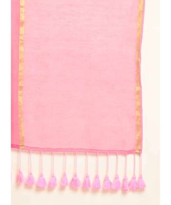 Suta Pink Colourblocked Cotton Blend Saree 11