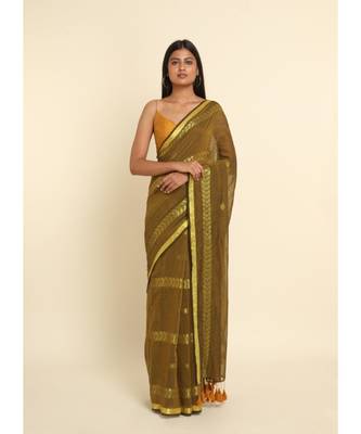 Suta Mustard Woven Design Cotton Blend Saree 1
