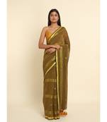 Suta Mustard Woven Design Cotton Blend Saree