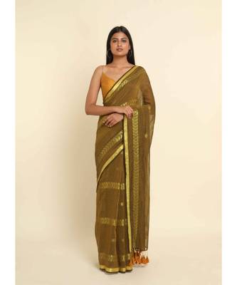 Suta Mustard Woven Design Cotton Blend Saree 2