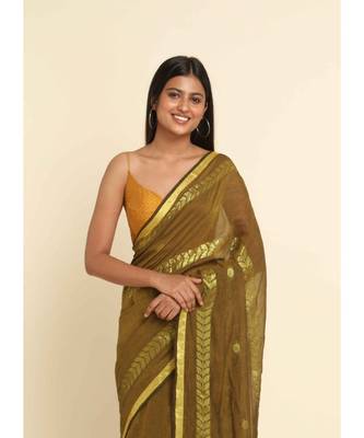 Suta Mustard Woven Design Cotton Blend Saree 3