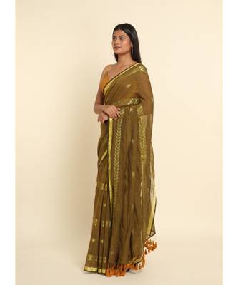 Suta Mustard Woven Design Cotton Blend Saree 7