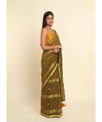 Suta Mustard Woven Design Cotton Blend Saree 8