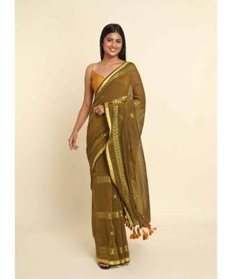 Suta Mustard Woven Design Cotton Blend Saree 10