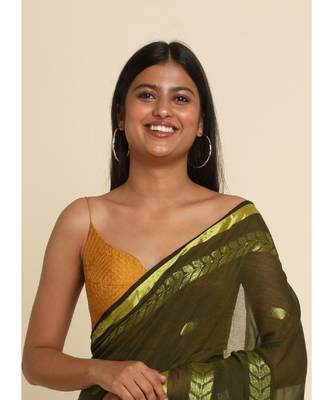 Suta Olive Woven Design Cotton Blend Saree 1